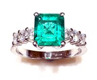 Ringe Sommer Dame Anello Con Smeraldo in Weißgold Smeraldo 1.13 Ct SME CT 1.13 DIA CT 0.49 G/VS - SME CT 1.13 DIA CT 0.49 G/VS